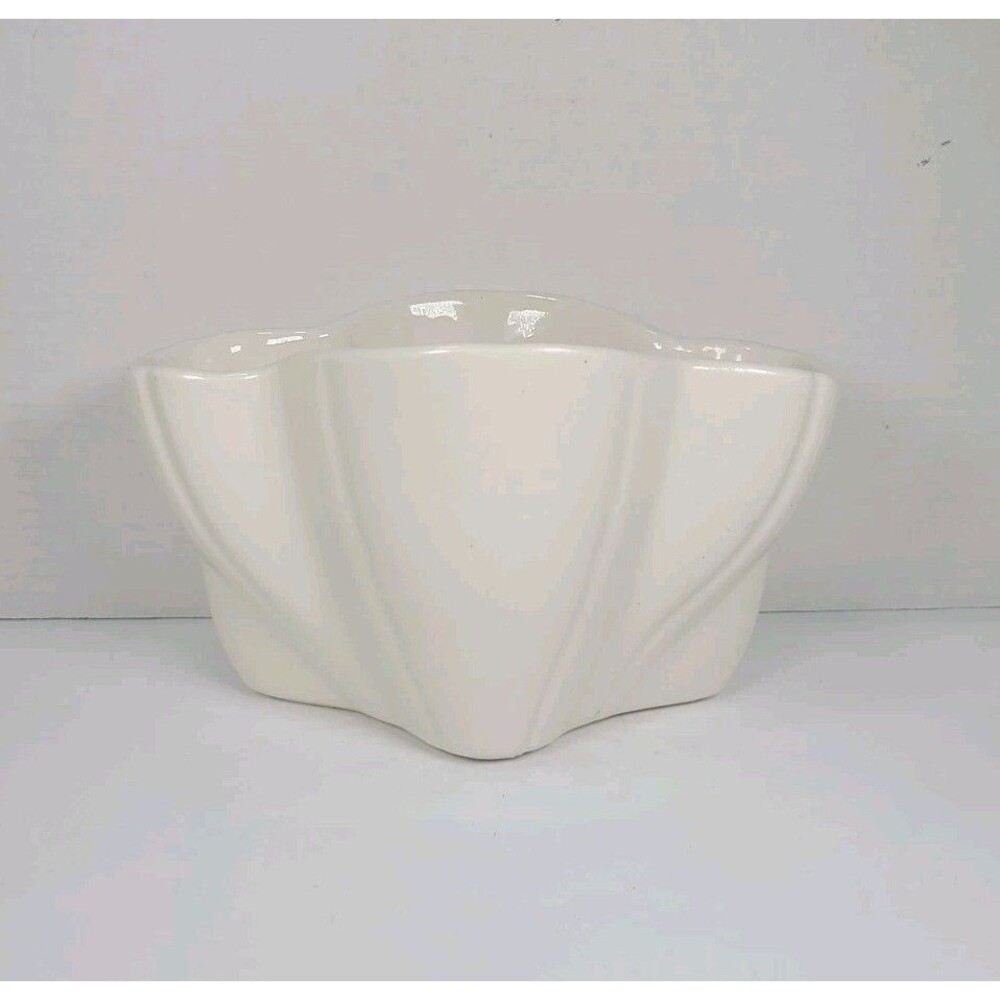 Vintage HAEGER USA White Drip Glazed Pottery Planter Vase Art Deco 3772 8 1/2” W